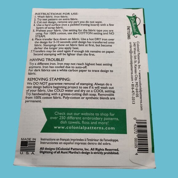 Aunt Martha Embroidery Transfer Pattern 3870 Heart Bird Butterfly Floral Border - Picture 4 of 4
